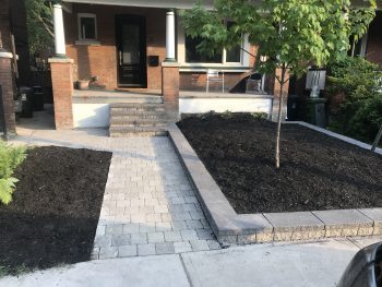 Front walkway with flowerbed