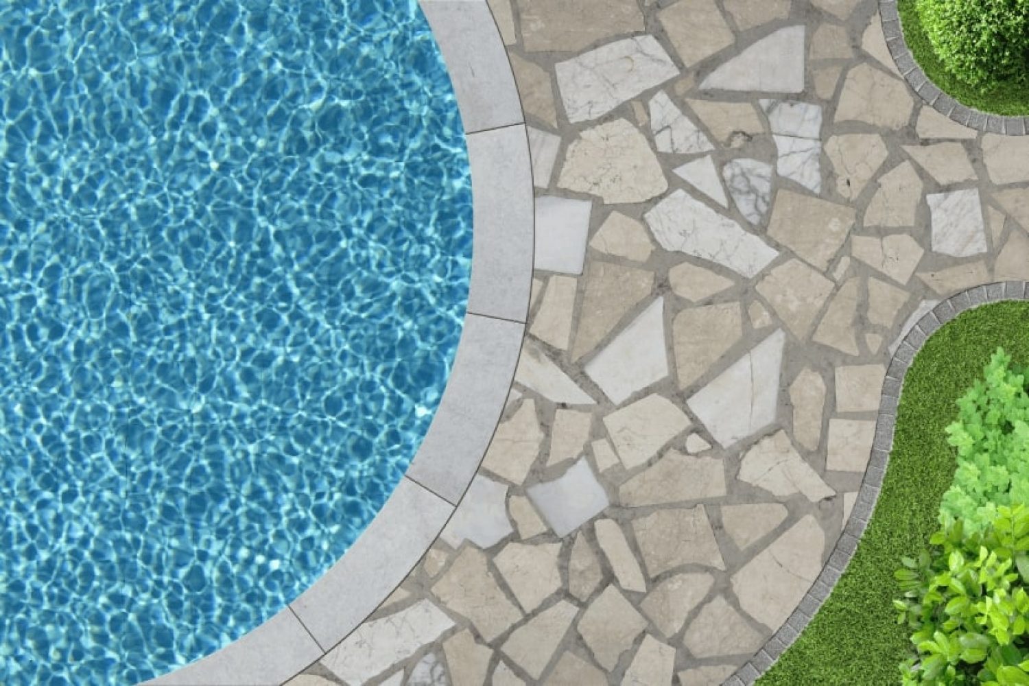 interlocking walkway to the pool