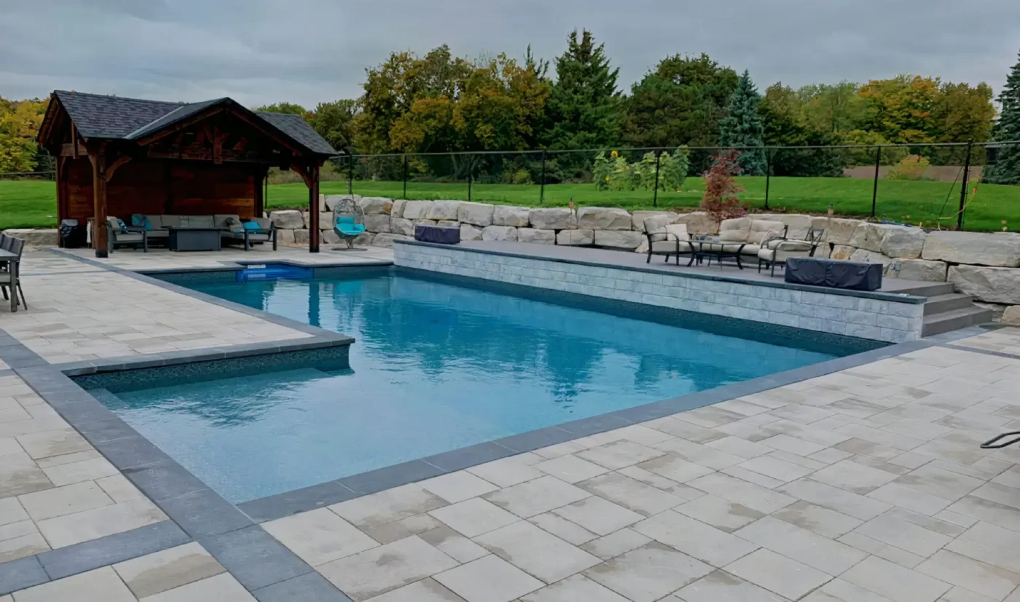 backyard interlocking near pool bolton