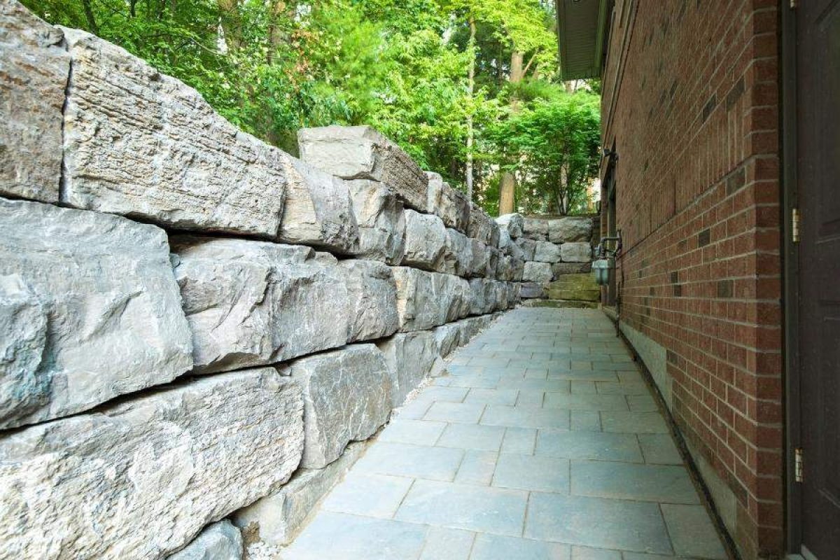 Breathtaking Custom Retaining AHS Wall Stones Steps Landscaping Project Lisgar