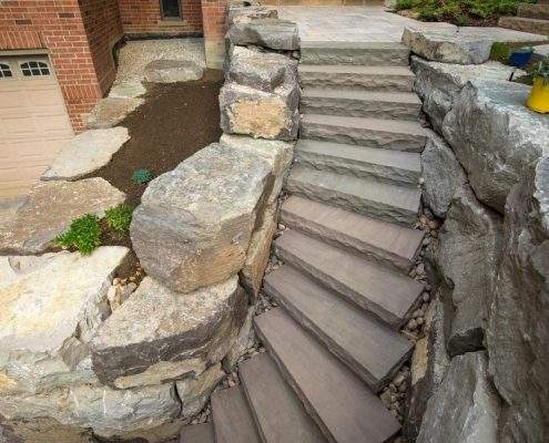 Breathtaking Custom Retaining Lisgar Wall Stones Steps Landscaping Project