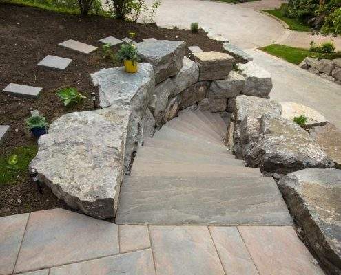 Breathtaking Retaining Wall Stones Steps Landscaping Project Lisgar custom 1