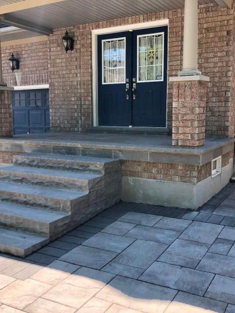 Natural stone steps at the front