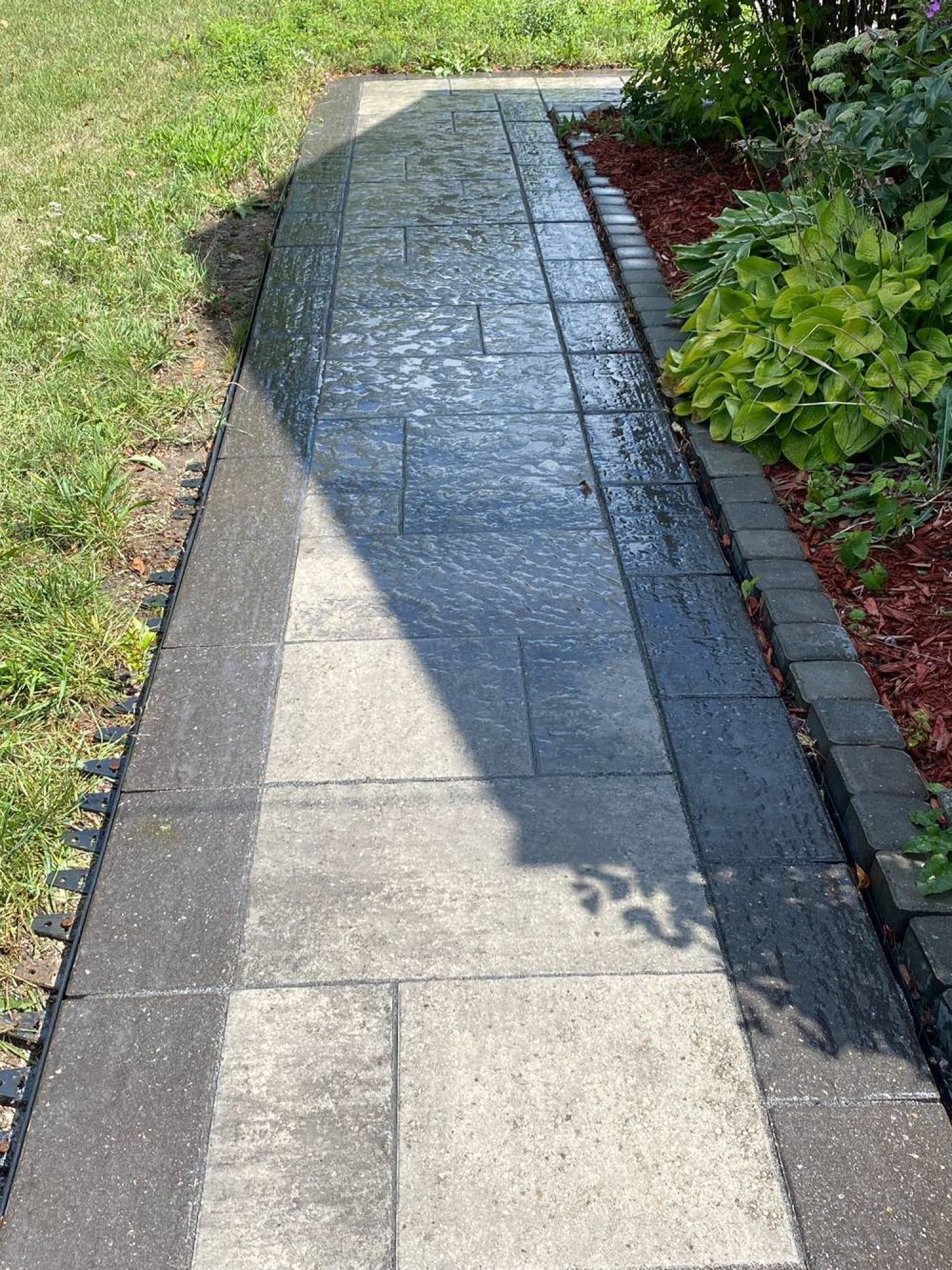 interlocking walkway in the backyard