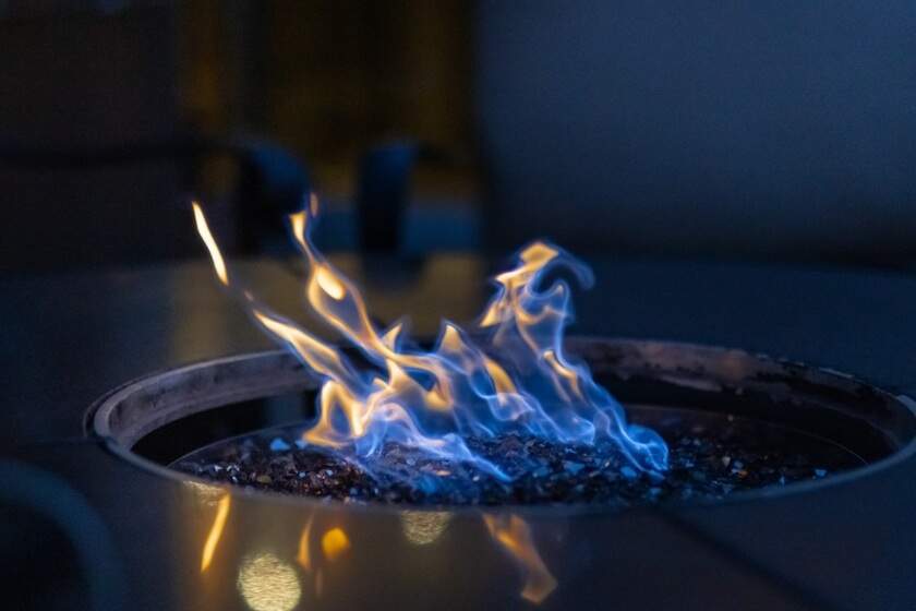 blue fire fireplace