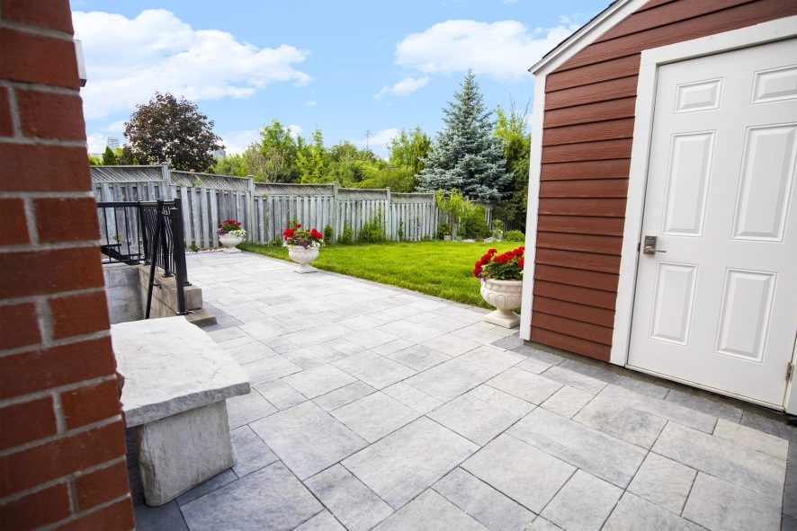 backyard interlocking installation