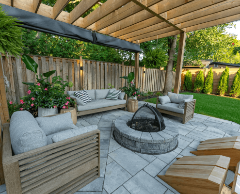 beautiful fireplace and landscaping toronto