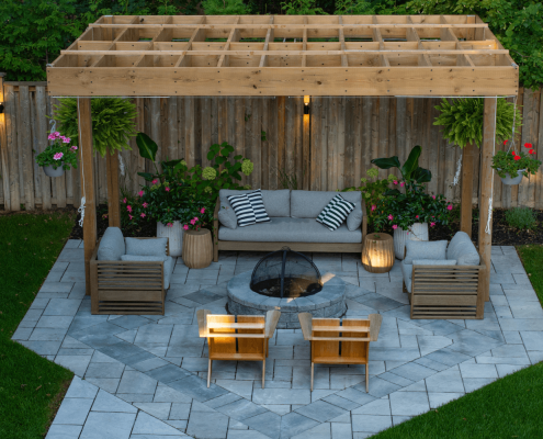 beautiful rustic pergola in toronto backyard