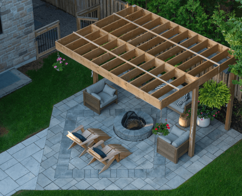 rustic backyard firepit and landscaping toronto