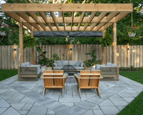 unique custom pergola with fireplace toronto