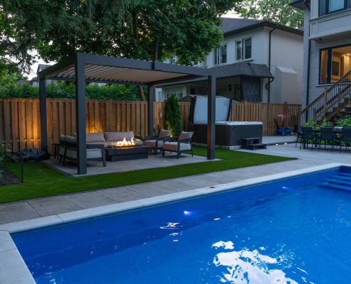 backyard pool hot tub setup