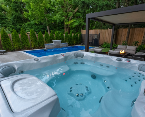 cozy backyard hot tub