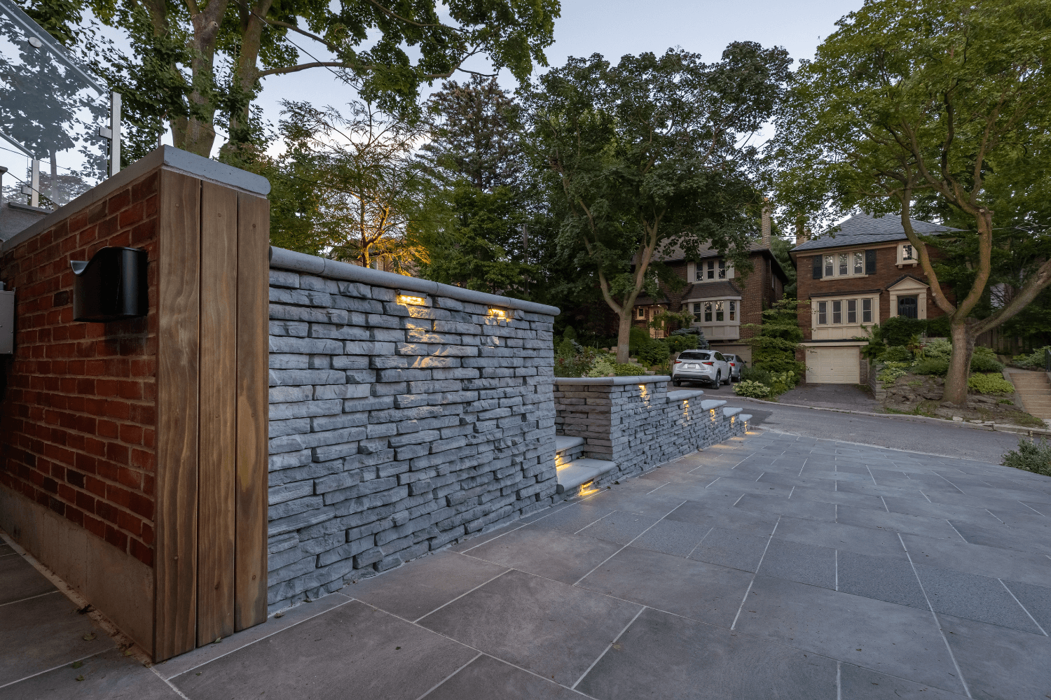 install lighting on retaining wall