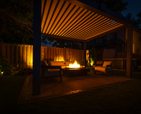 shaded pergola seating