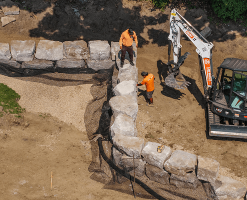 residential retaining wall installation