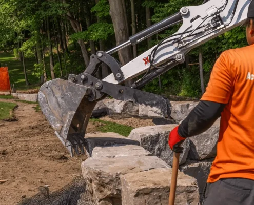 stone retaining wall project