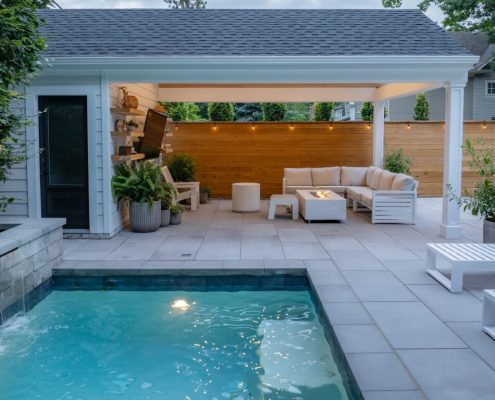 Custom backyard landscaping services for pool