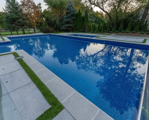 backyard pool interlocking stone design