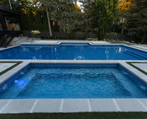 sleek pool design with waterfall feature