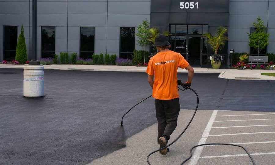 Parking lot sealing process