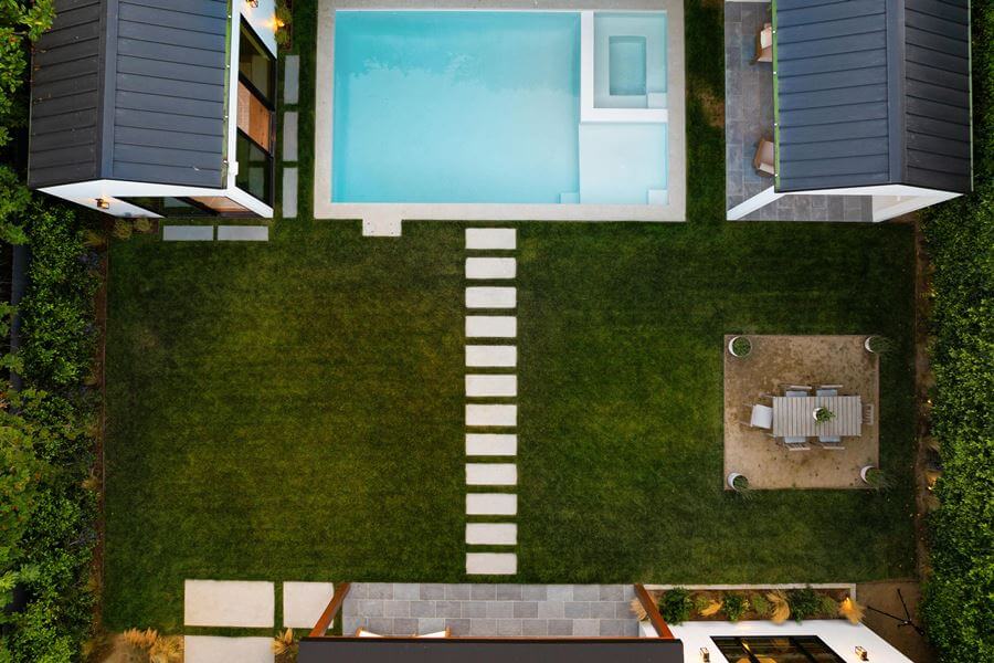 Backyard rectangular swimming pool