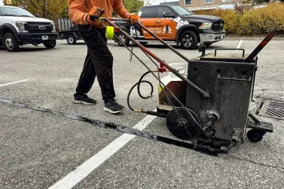 Hot Rubber Crack Filling at Marriott Courtyard Parking Lot