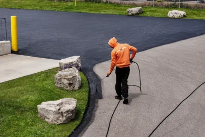 Newmarket Parking Lot Sealcoating with Oil-Based Sealer