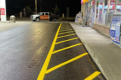 Nighttime Sealing and Line Painting at On The Run Gas Station