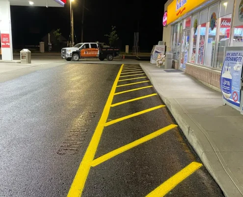 high visibility line painting fuel station