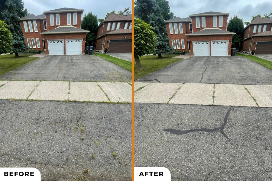before and after driveway maintenance