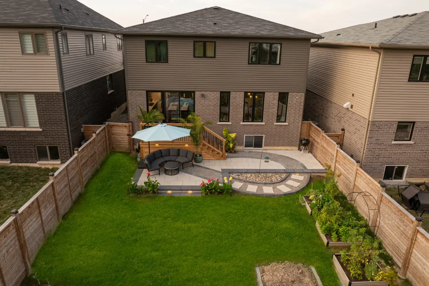 Artificial turf backyard