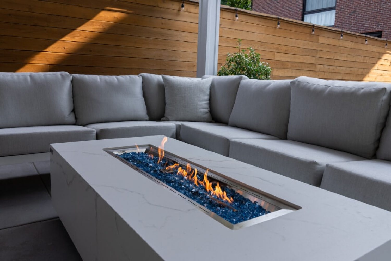 custom fireplace and firepit