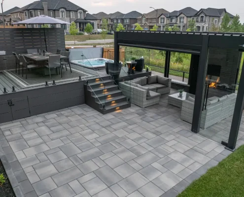 Backyard interlocking in Bowmanville