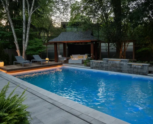 backyard oasis at golden hour 329s
