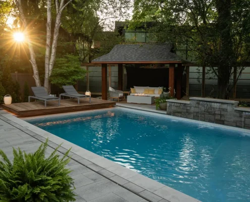 backyard oasis at golden hour 43l2