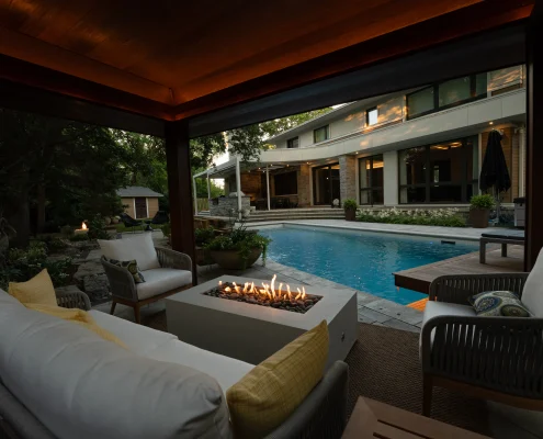 backyard oasis at golden hour 530d